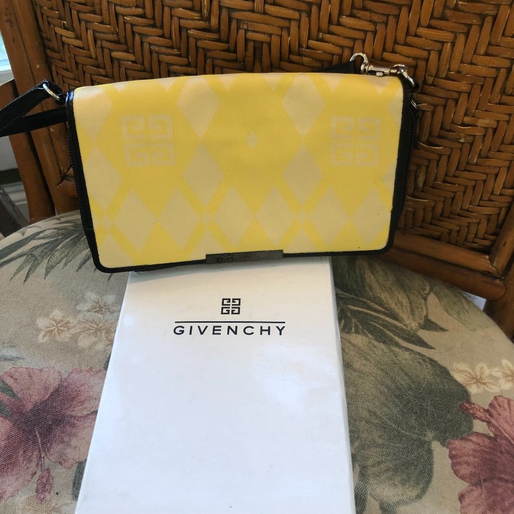 Vintage Givenchy NEW Lemon Yellow Silk Wristlet